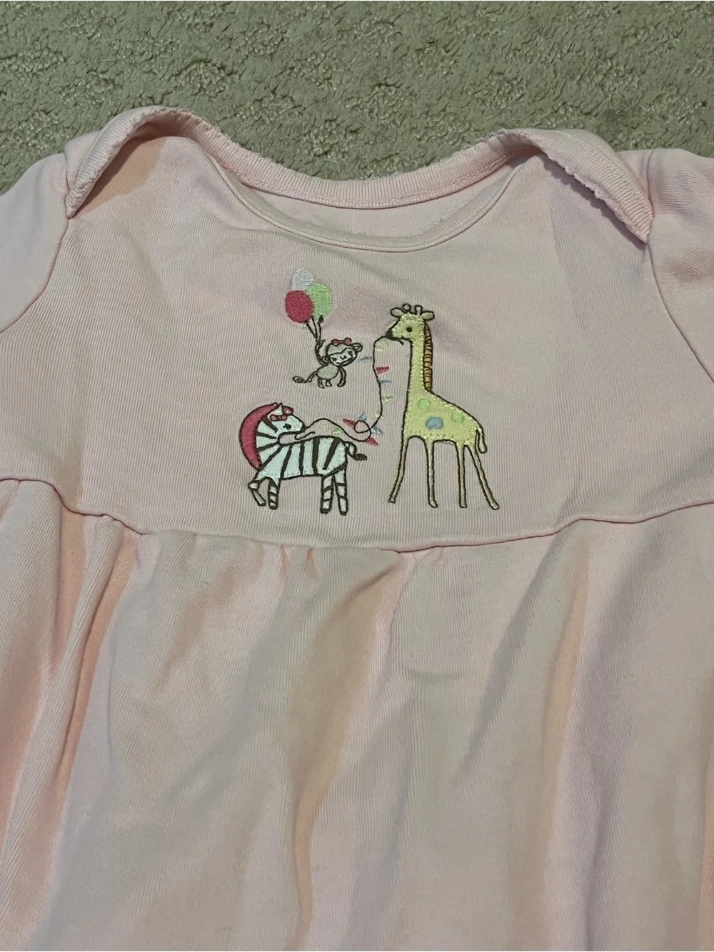 Gymboree Light Pink Footie One-Piece with Giraffe and Zebra Motif